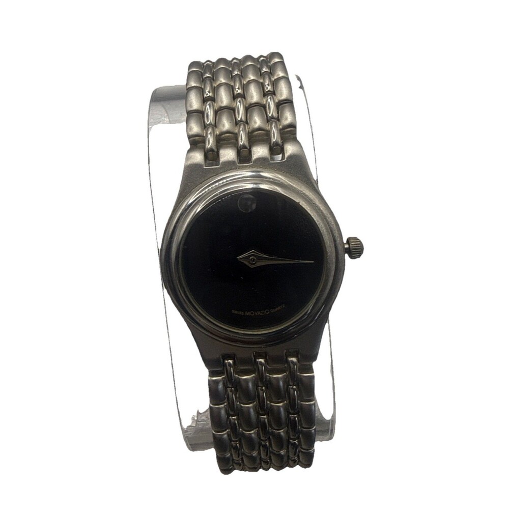 Vintage Movado Museum 97AZ8888Swiss Quartz Watch Black Dial Stainless steel